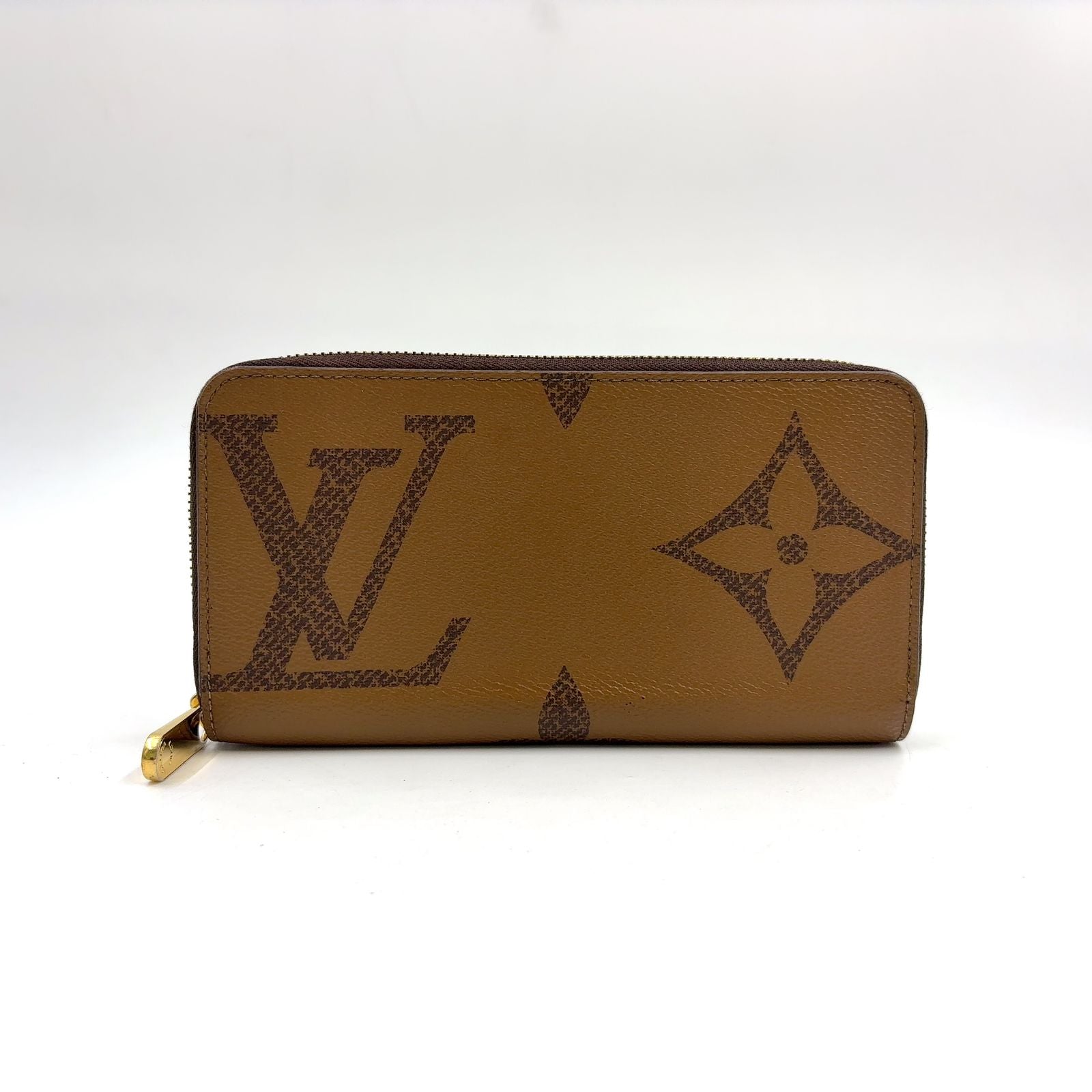 Louis Vuitton Zippy Wallet Monogram Giant Correspondence Leather Brown Round