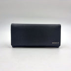 Gucci Metal Logo Bifold Leather Black Wallet Silver