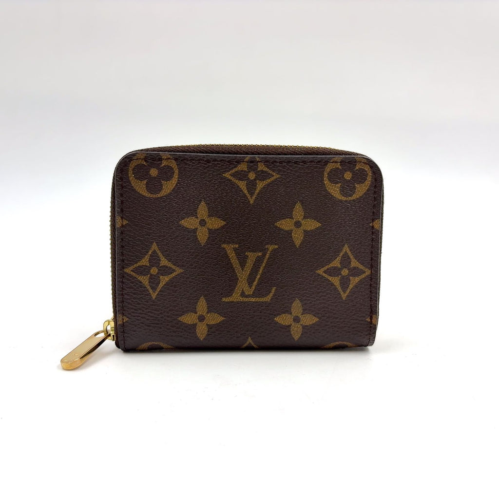 Louis Vuitton Zippy Coin Purse Monogram Leather Brown Case Gold