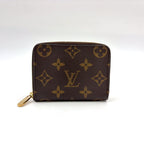 Louis Vuitton Zippy Coin Purse Monogram Leather Brown Case Gold