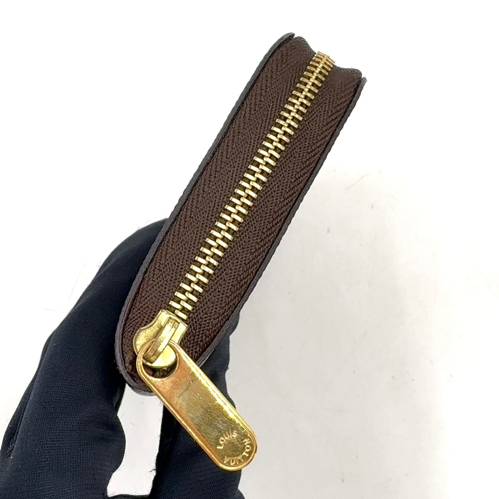 Louis Vuitton Zippy Coin Purse Monogram Leather Brown Case Gold — view 5