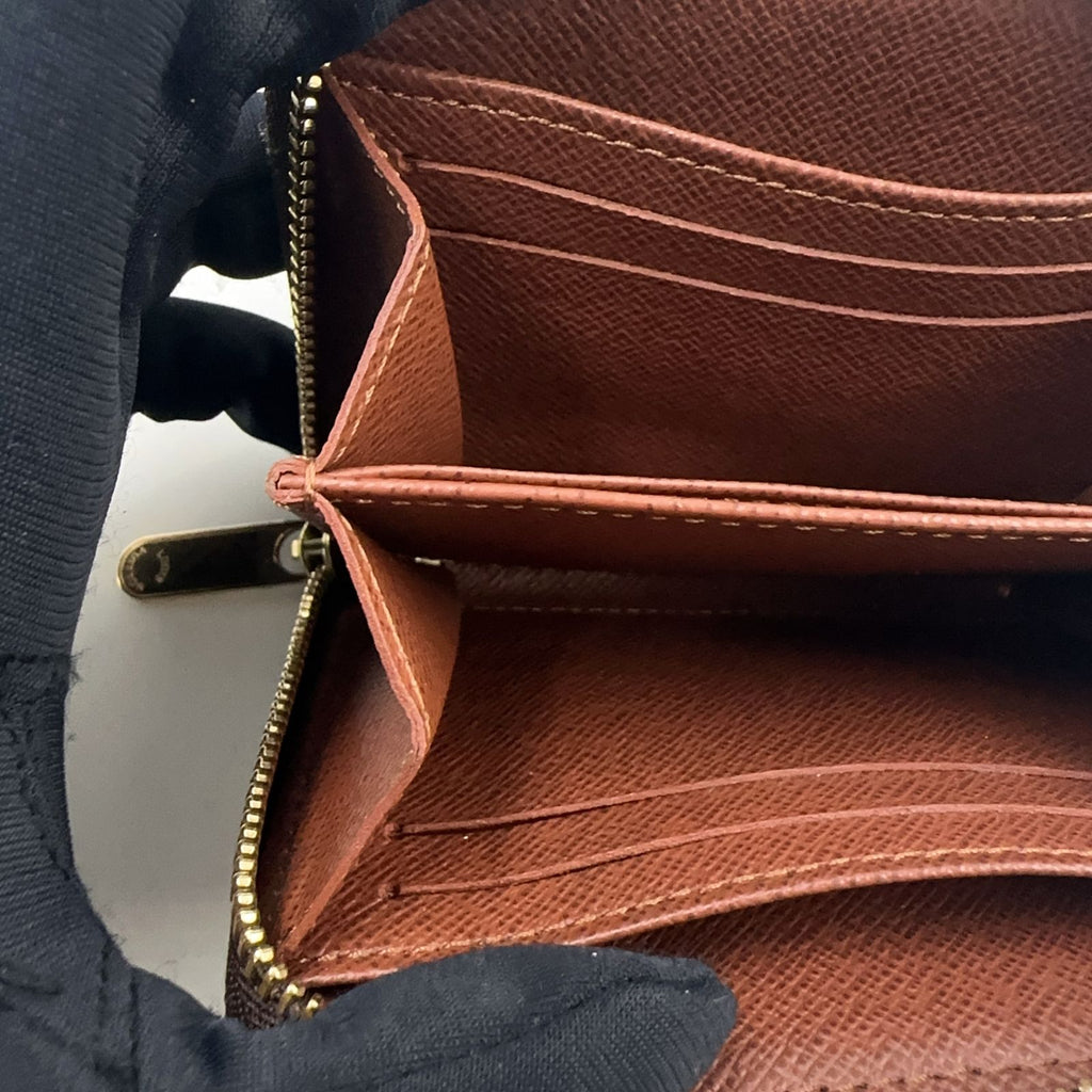 Louis Vuitton Zippy Coin Purse Monogram Leather Brown Case Gold — view 8