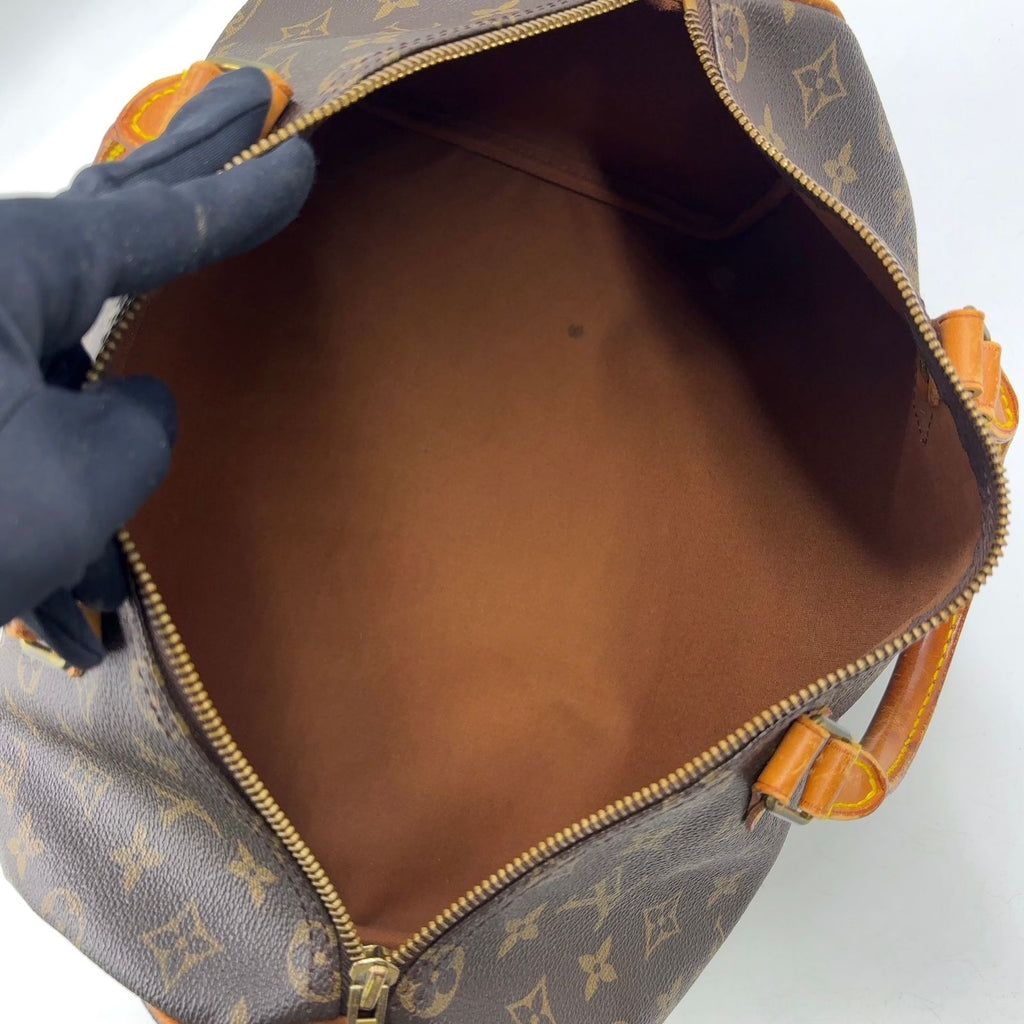 Louis Vuitton Speedy 35 Monogram Leather Brown Light Handbag Gold — view 3
