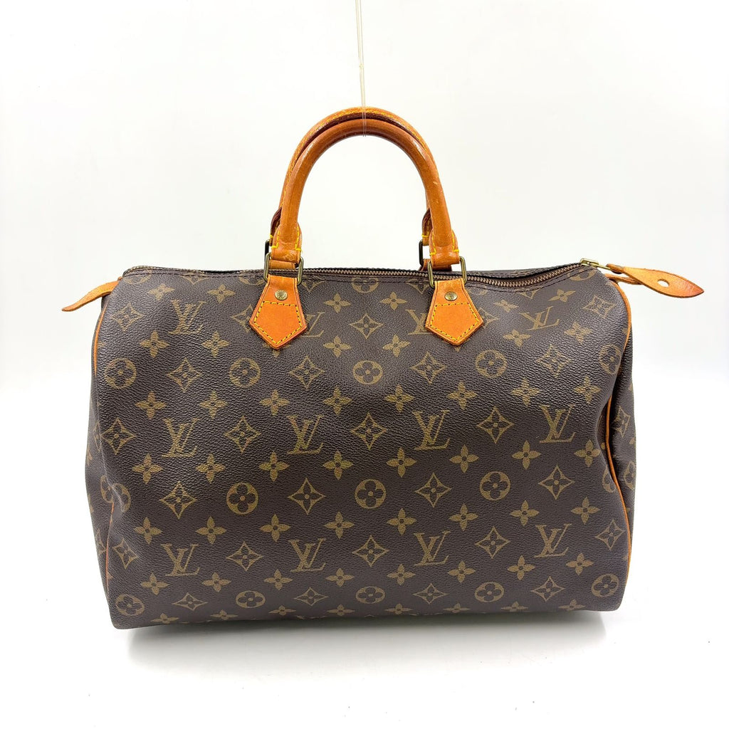 Louis Vuitton Speedy 35 Monogram Leather Brown Light Handbag Gold