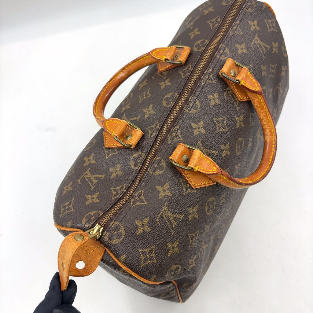 Louis Vuitton Speedy 35 Monogram Leather Brown Light Handbag Gold — view 8