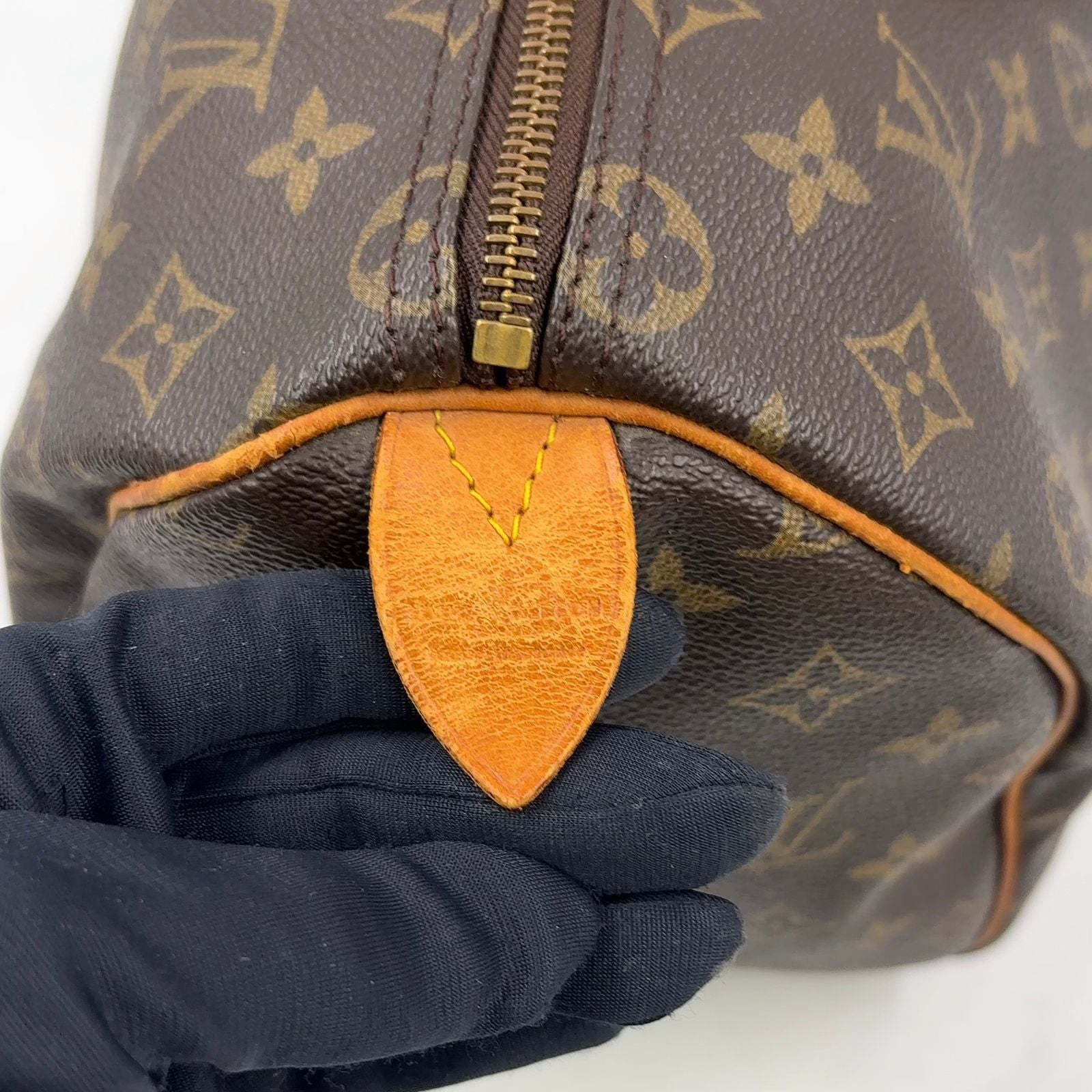 Louis Vuitton Speedy 35 Monogram Leather Brown Light Handbag Gold — view 4
