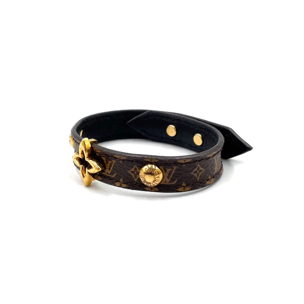 Louis Vuitton Bracelet Blue Leather Metal Gold Brown — view 2