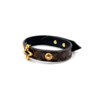 Louis Vuitton Bracelet Blue Leather Metal Gold Brown — view 2