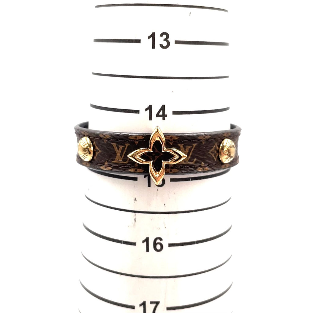 Louis Vuitton Bracelet Blue Leather Metal Gold Brown — view 7