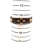 Louis Vuitton Bracelet Blue Leather Metal Gold Brown — view 7