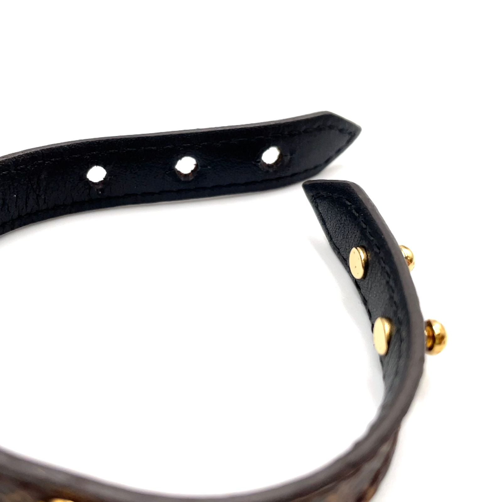 Louis Vuitton Bracelet Blue Leather Metal Gold Brown — view 6
