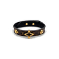 Louis Vuitton Bracelet Blue Leather Metal Gold Brown