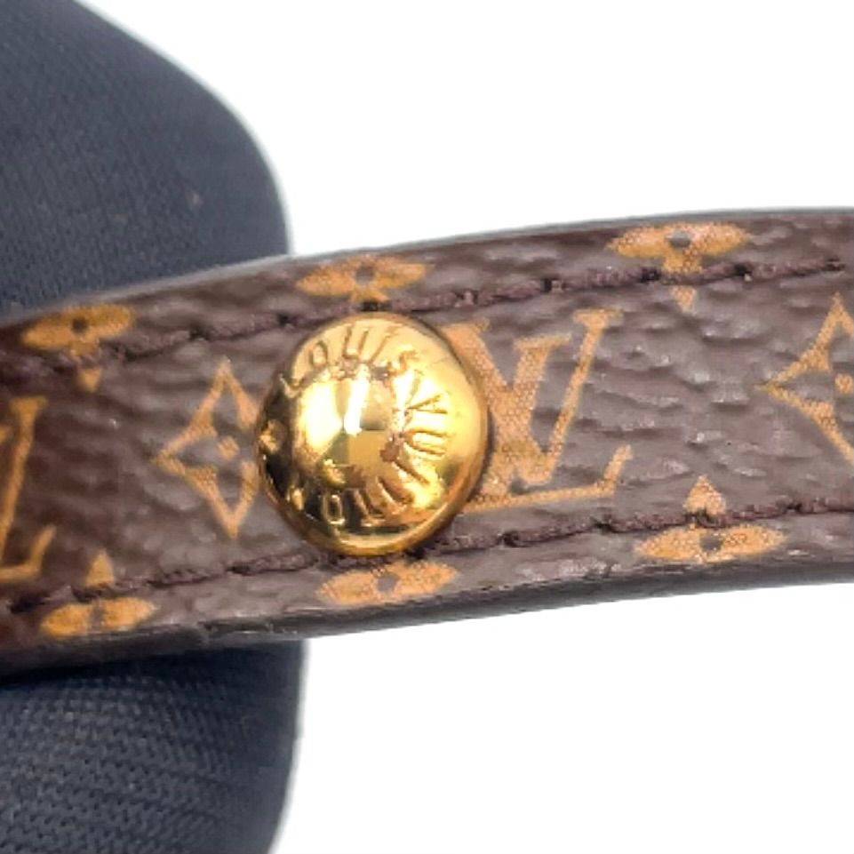 Louis Vuitton Bracelet Blue Leather Metal Gold Brown — view 4