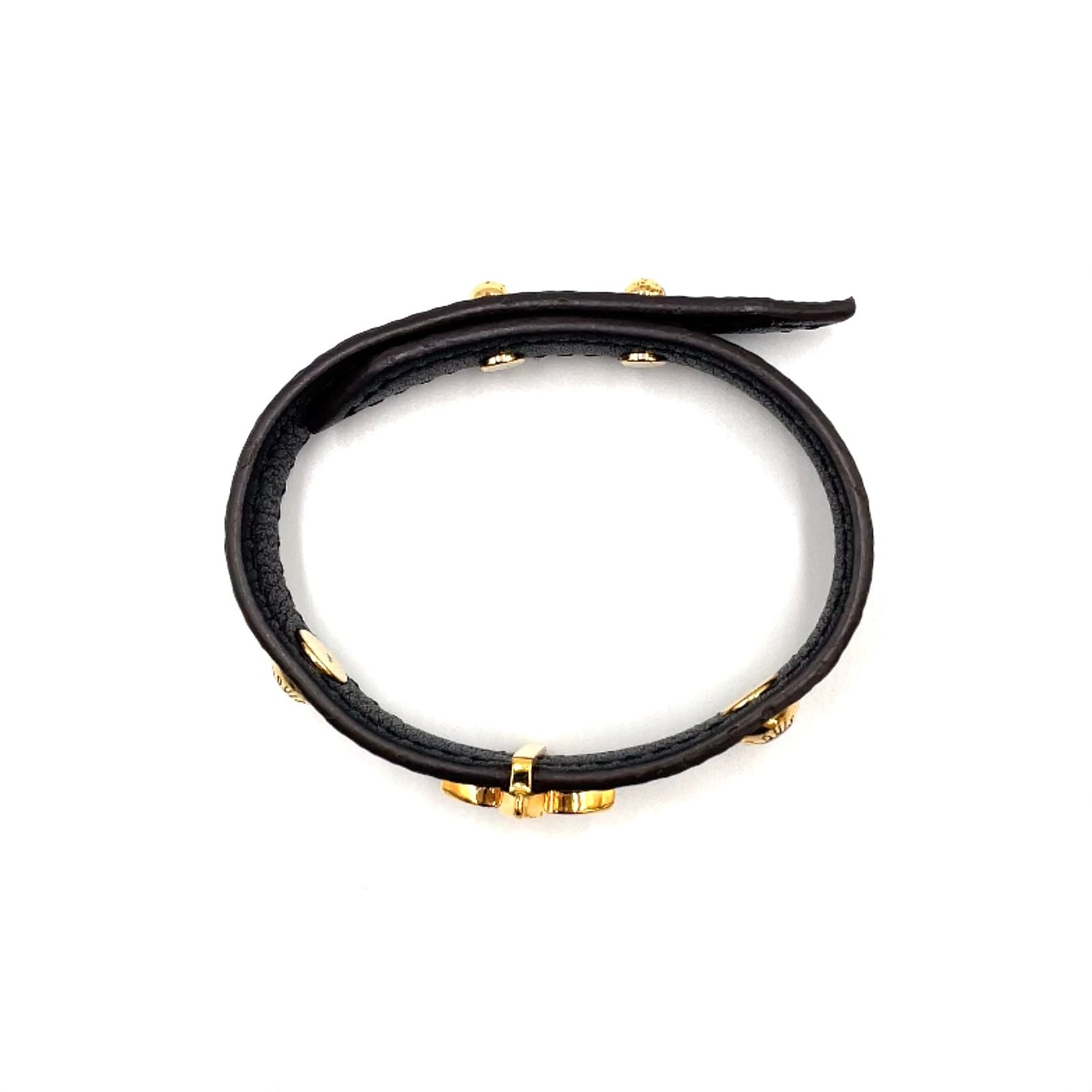 Louis Vuitton Bracelet Blue Leather Metal Gold Brown — view 3