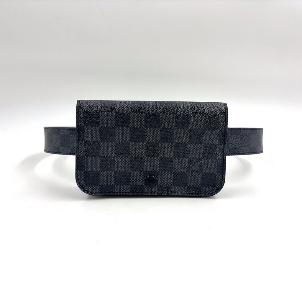 Louis Vuitton Ceinture Pochette Homme Damier Graphite Leather Black Belt