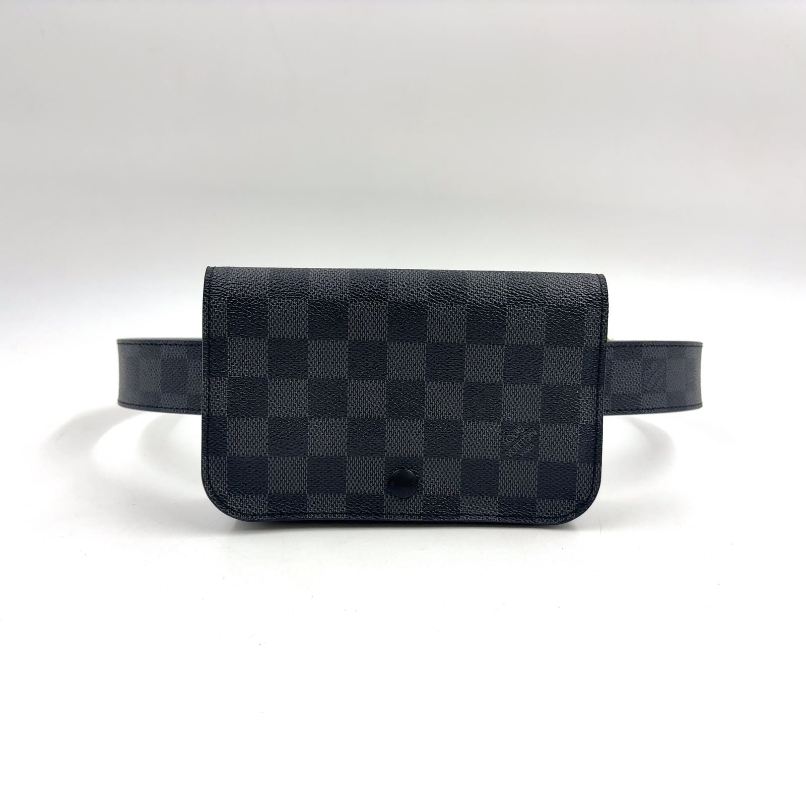 Louis Vuitton Ceinture Pochette Homme Damier Graphite Leather Black Belt