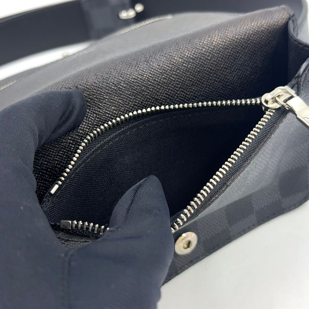 Louis Vuitton Ceinture Pochette Homme Damier Graphite Leather Black Belt — view 9