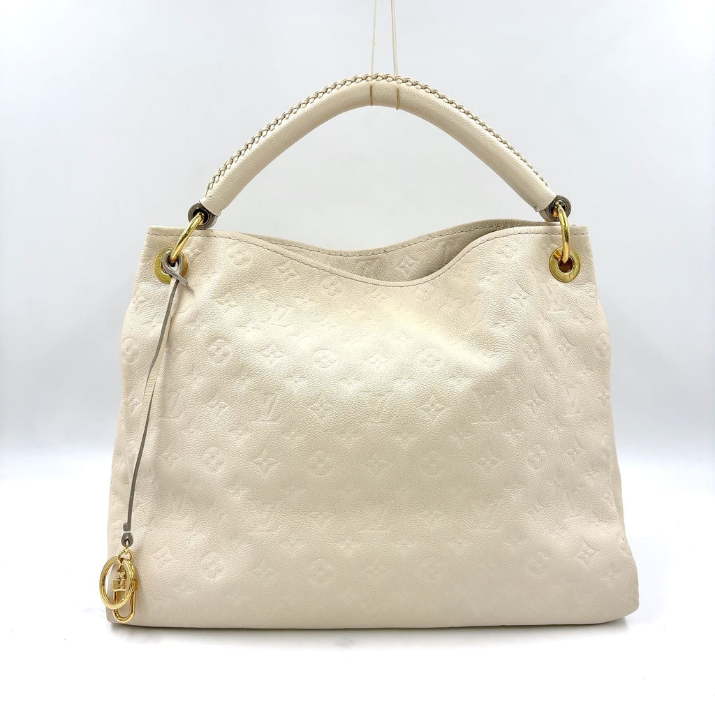 Louis Vuitton Artsy MM Monogram Empreinte Leather White Shoulder Bag Gold
