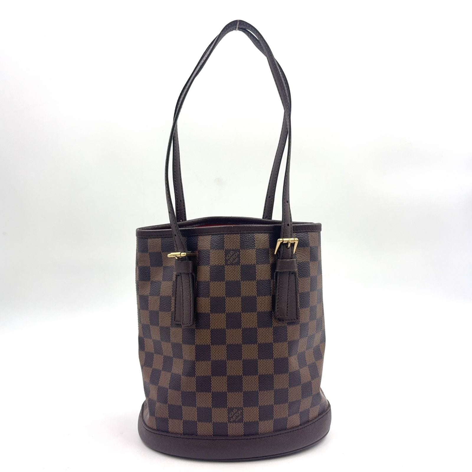 Louis Vuitton Marais Damier Ebene Leather Brown Tote Gold