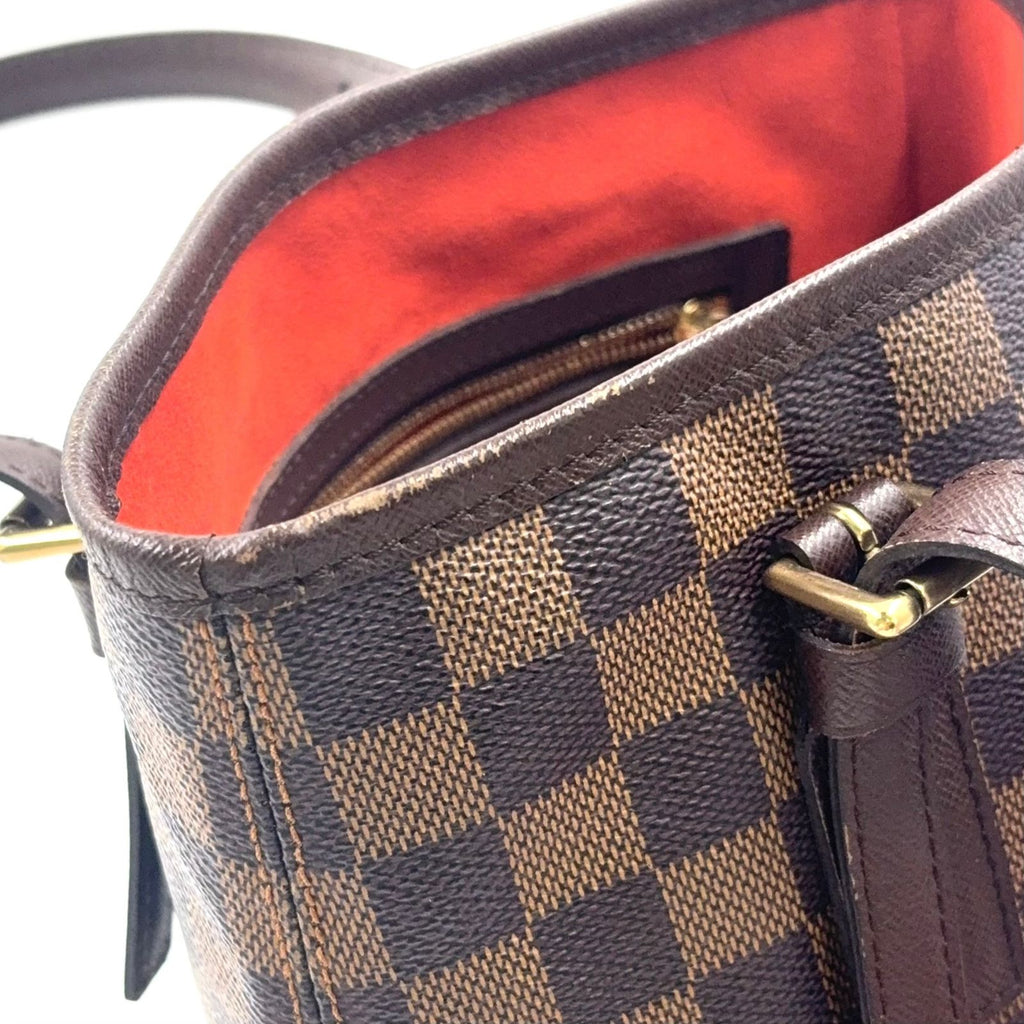 Louis Vuitton Marais Damier Ebene Leather Brown Tote Gold — view 9