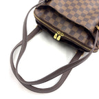 Louis Vuitton Belem MM Damier Ebene Leather Brown Shoulder Bag Gold — view 9