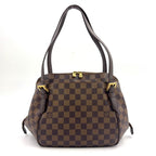 Louis Vuitton Belem MM Damier Ebene Leather Brown Shoulder Bag Gold