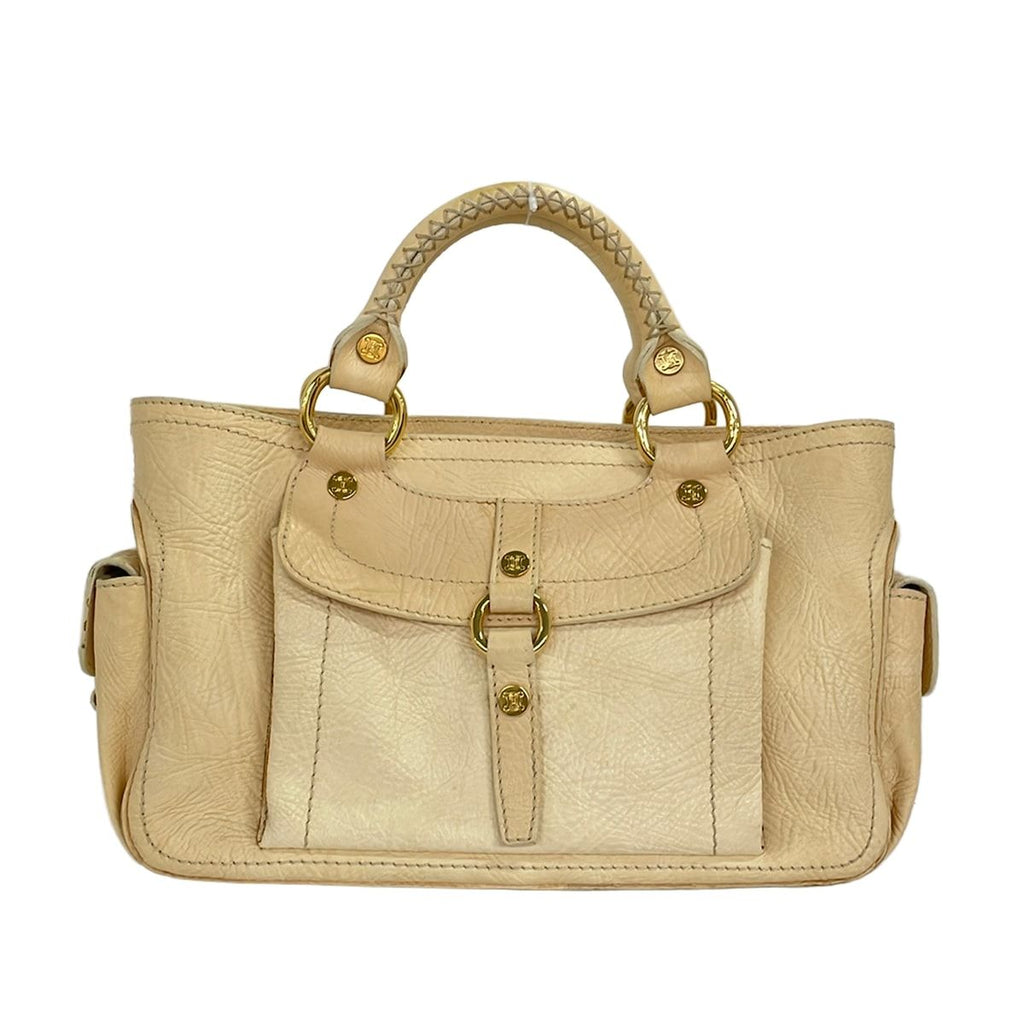 Celine Handbag Boogie Bag Beige Leather
