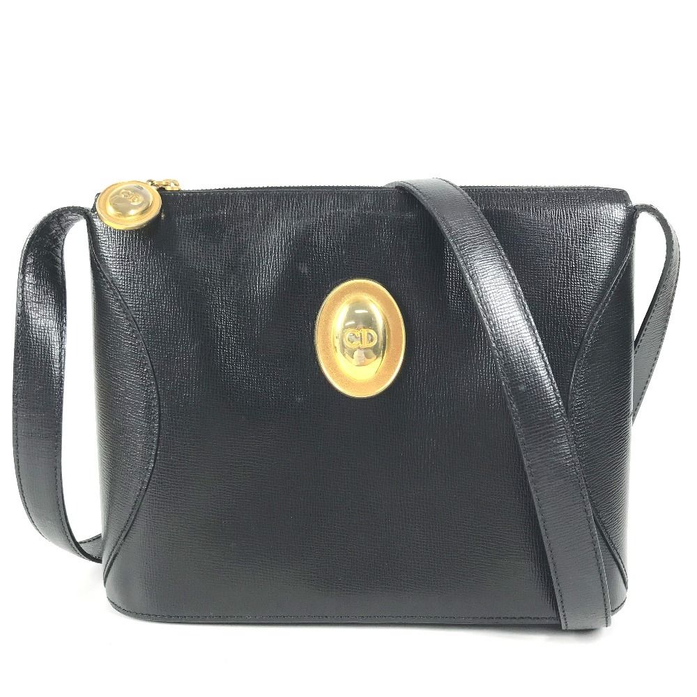 Dior Shoulder Bag CD Logo Leather Black