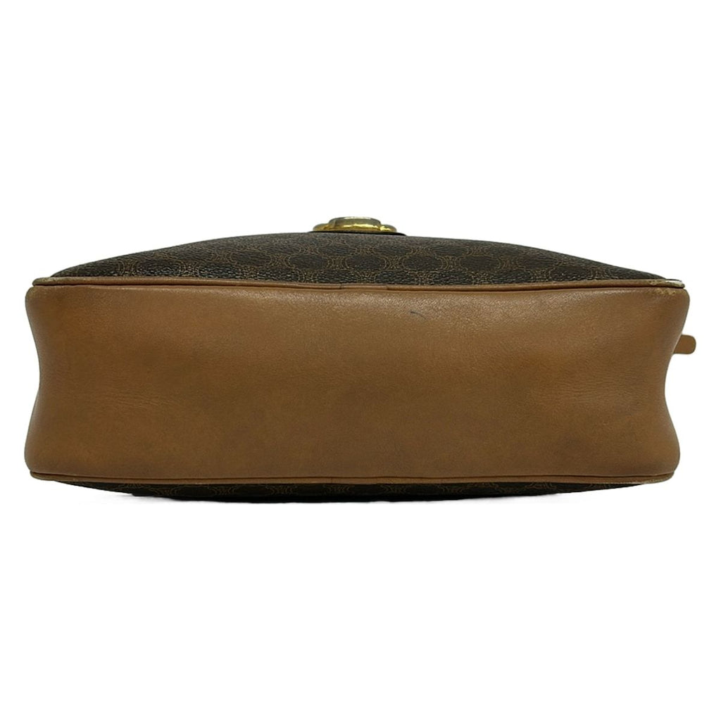 Celine Shoulder Bag Macadam Pattern Dark Brown Leather — view 5