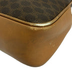Celine Shoulder Bag Macadam Pattern Dark Brown Leather — view 6