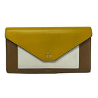 Celine Wallet Pocket Trifold Dead Multi Function Yellow White Brown Leather