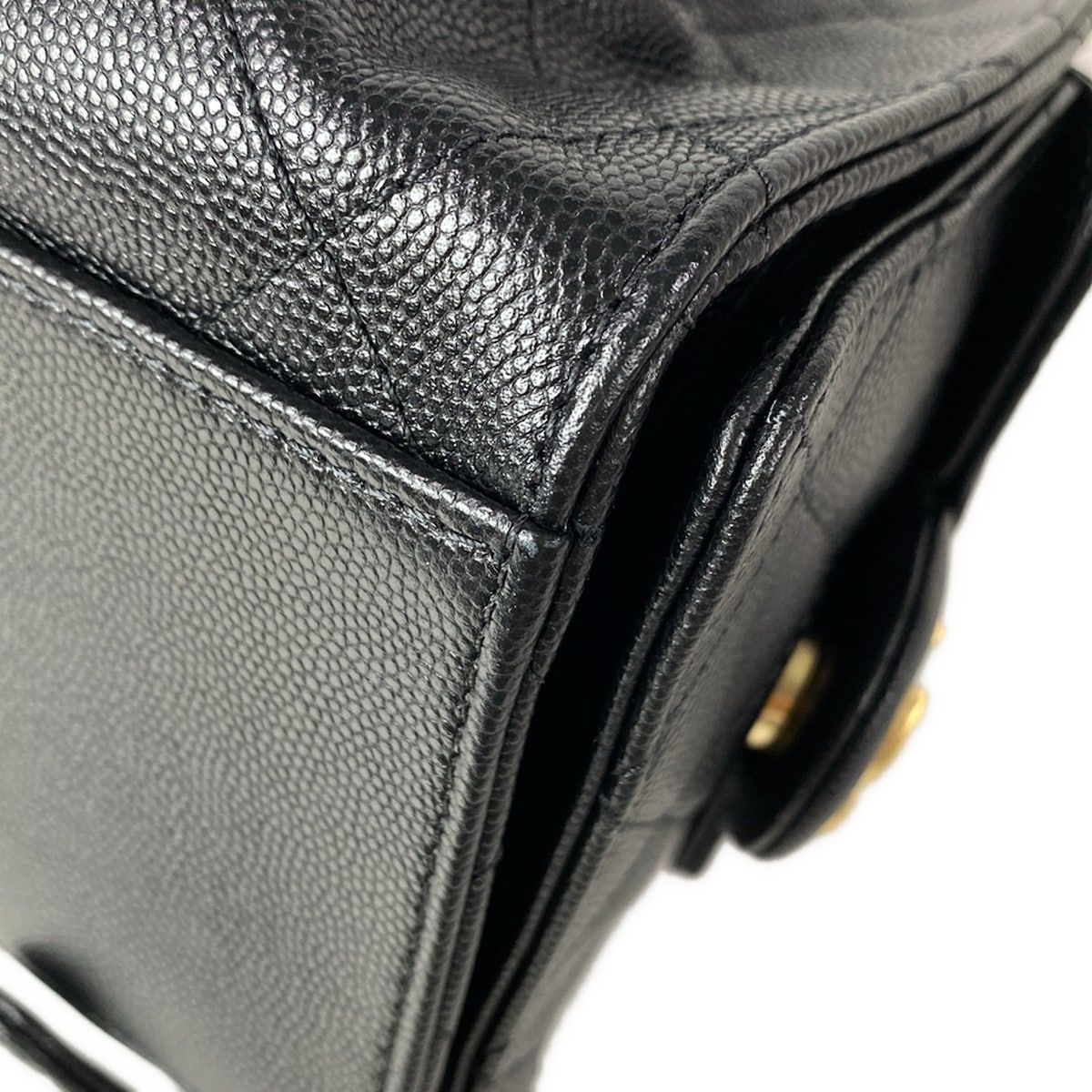 Chanel Backpack 25 Quilted Black Gold Chain — view 7