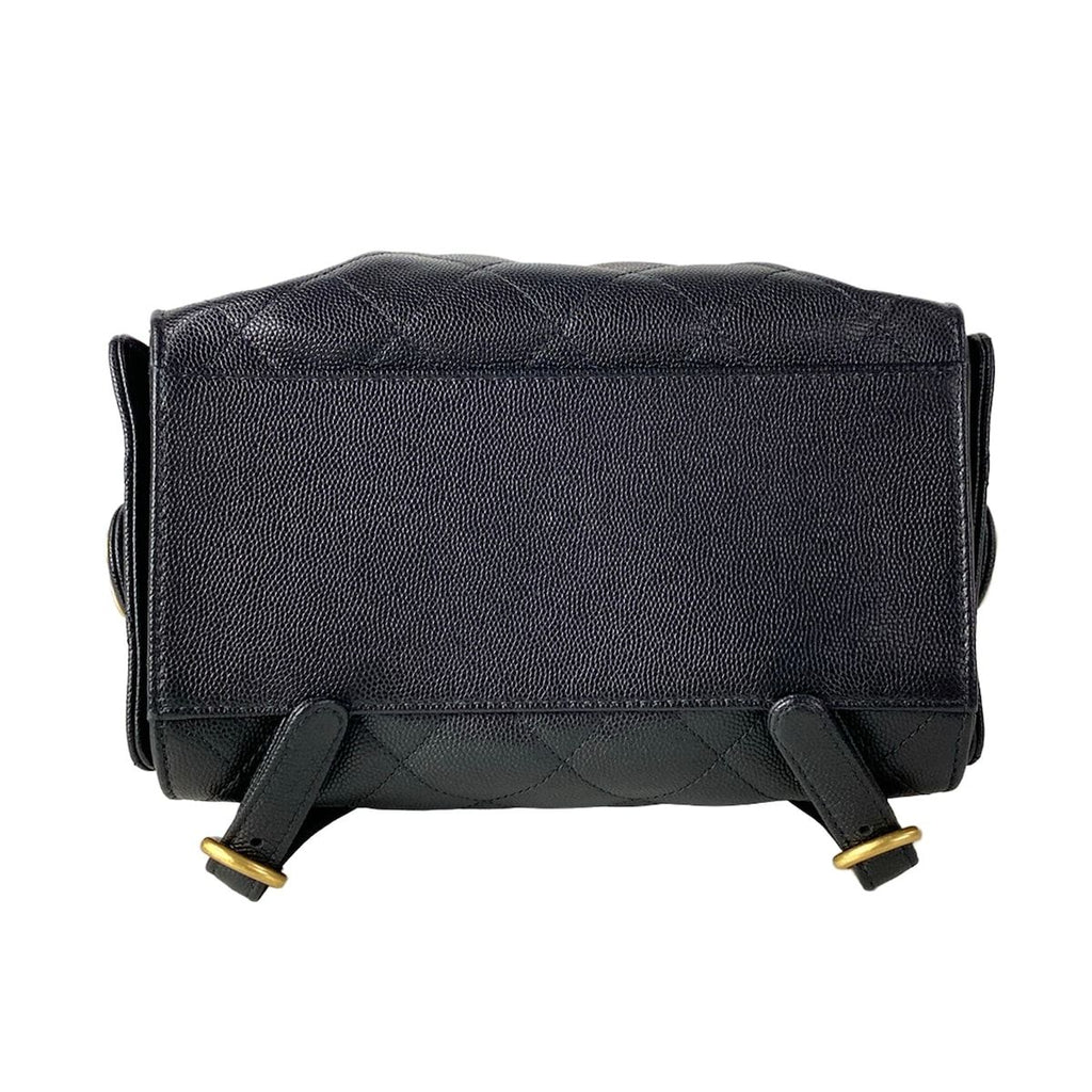 Chanel Backpack 25 Quilted Black Gold Chain — view 5