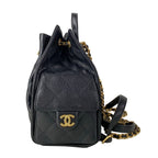 Chanel Backpack 25 Quilted Black Gold Chain — view 4
