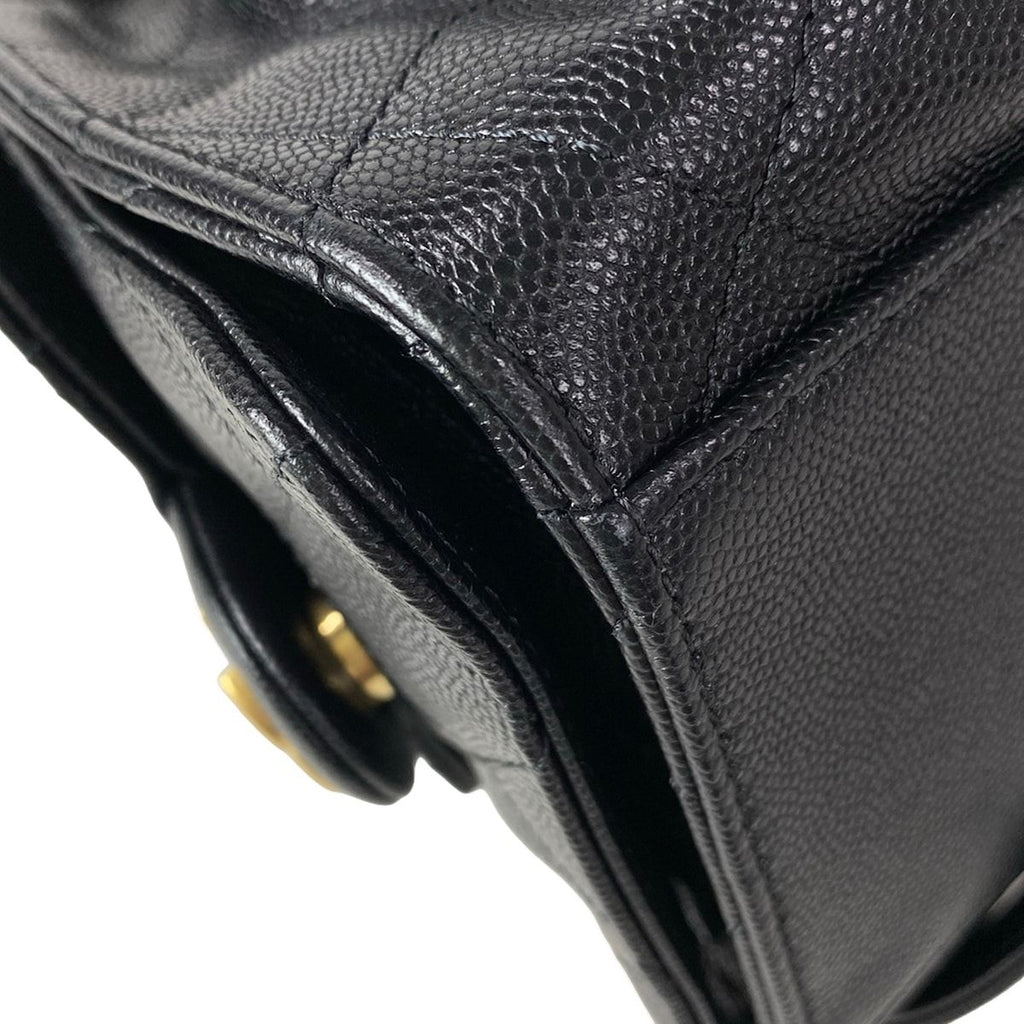 Chanel Backpack 25 Quilted Black Gold Chain — view 6
