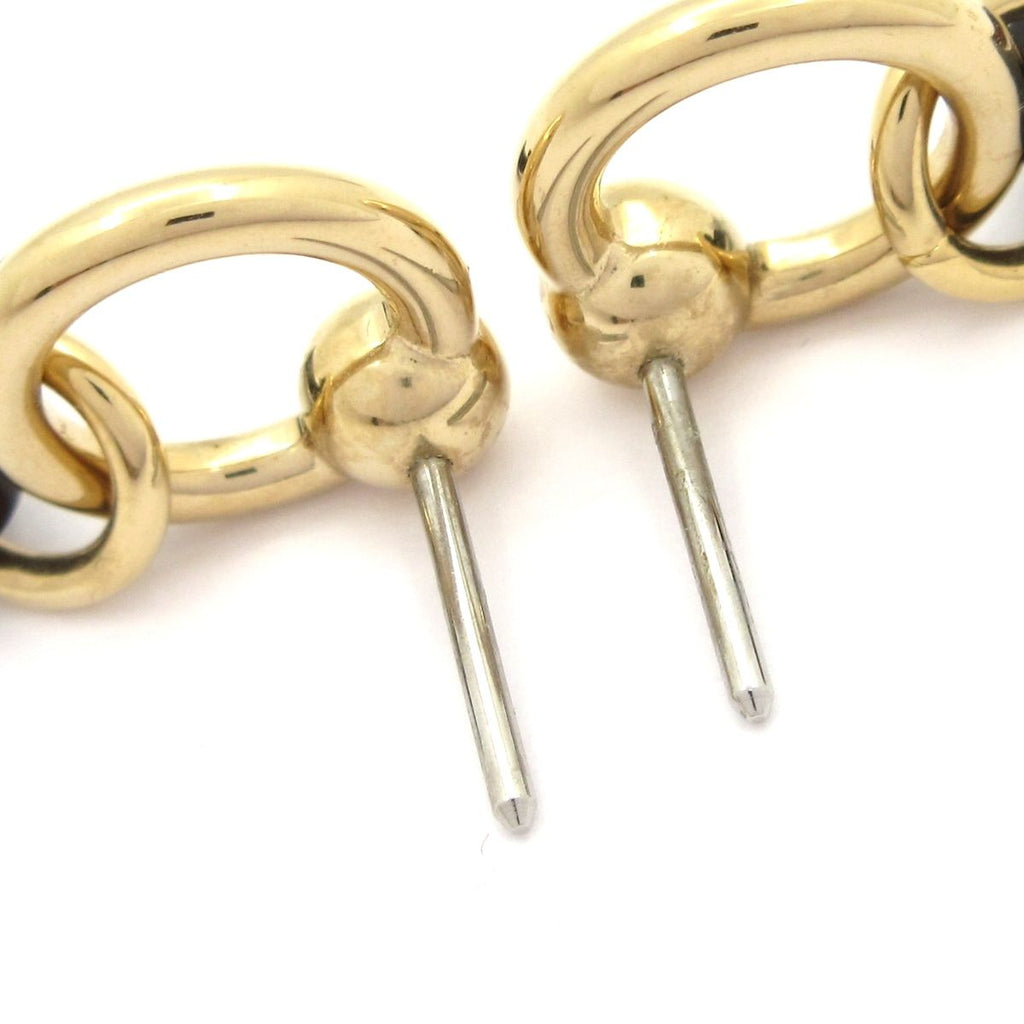Hermes Earrings Amulet Equestre Gold Dark Brown Horseshoe Motif — view 4