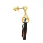Hermes Earrings Amulet Equestre Gold Dark Brown Horseshoe Motif — view 2