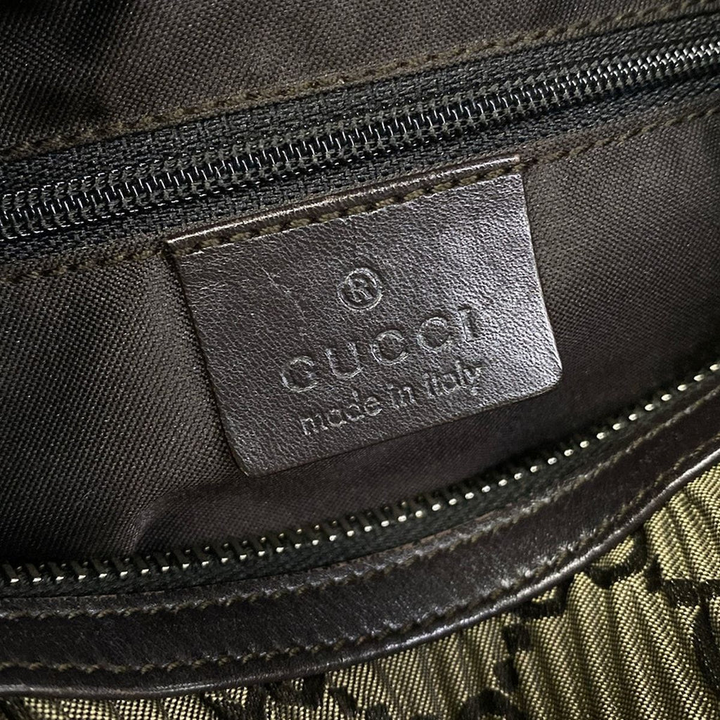 Gucci Shoulder Bag GG Pattern Gray Joux Dark Brown Pleated Leather — view 9