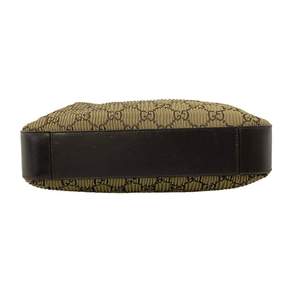 Gucci Shoulder Bag GG Pattern Gray Joux Dark Brown Pleated Leather — view 5