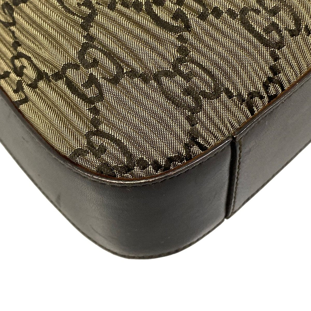 Gucci Shoulder Bag GG Pattern Gray Joux Dark Brown Pleated Leather — view 6