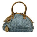 Gucci Handbag GG Pattern Sookie Light Blue Brown Leather