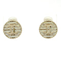 Chanel Earrings Gold White CC Logo