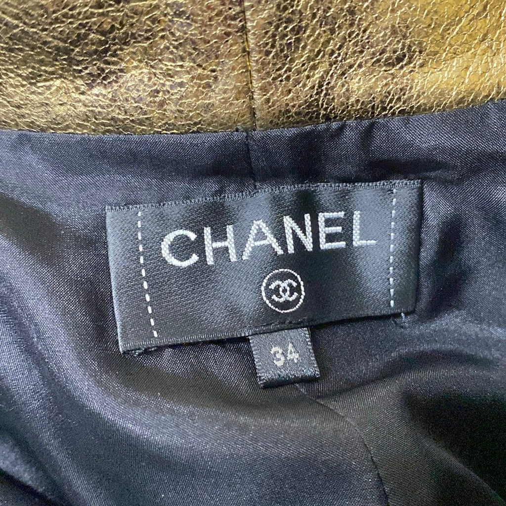 Chanel Pants Gold Full Length Lambskin Silk 34 — view 3