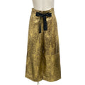 Chanel Pants Gold Full Length Lambskin Silk 34
