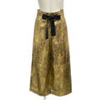 Chanel Pants Gold Full Length Lambskin Silk 34