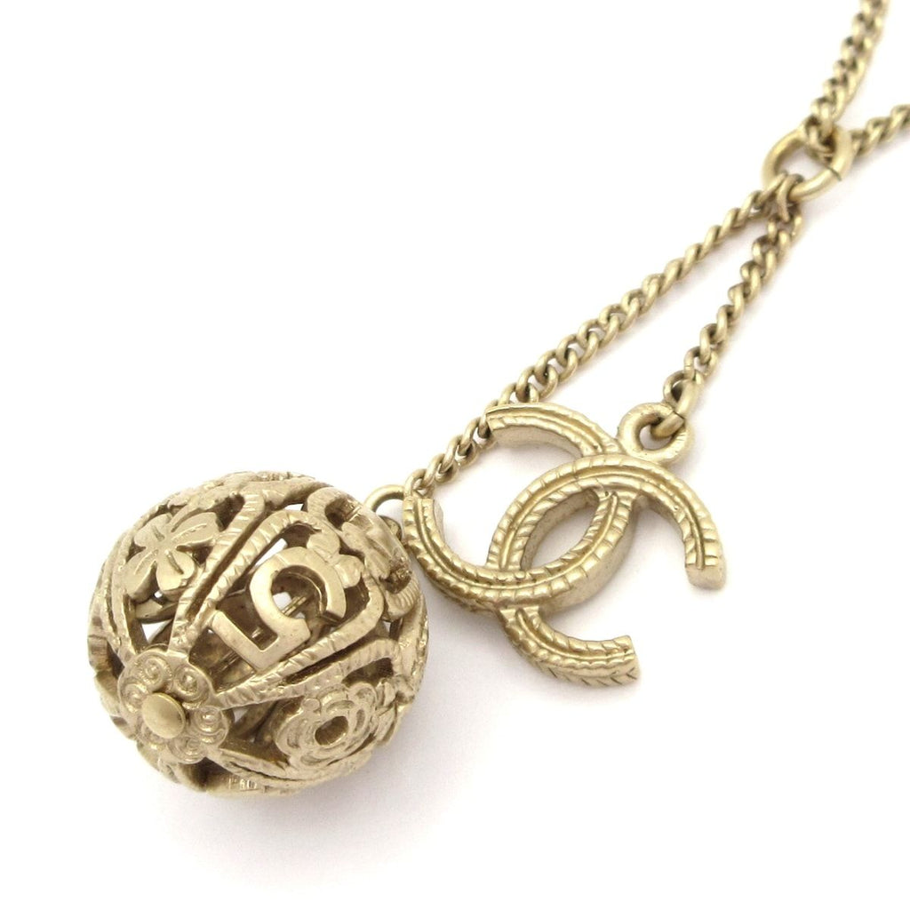Chanel Necklace Champagne Gold CC Logo Ball