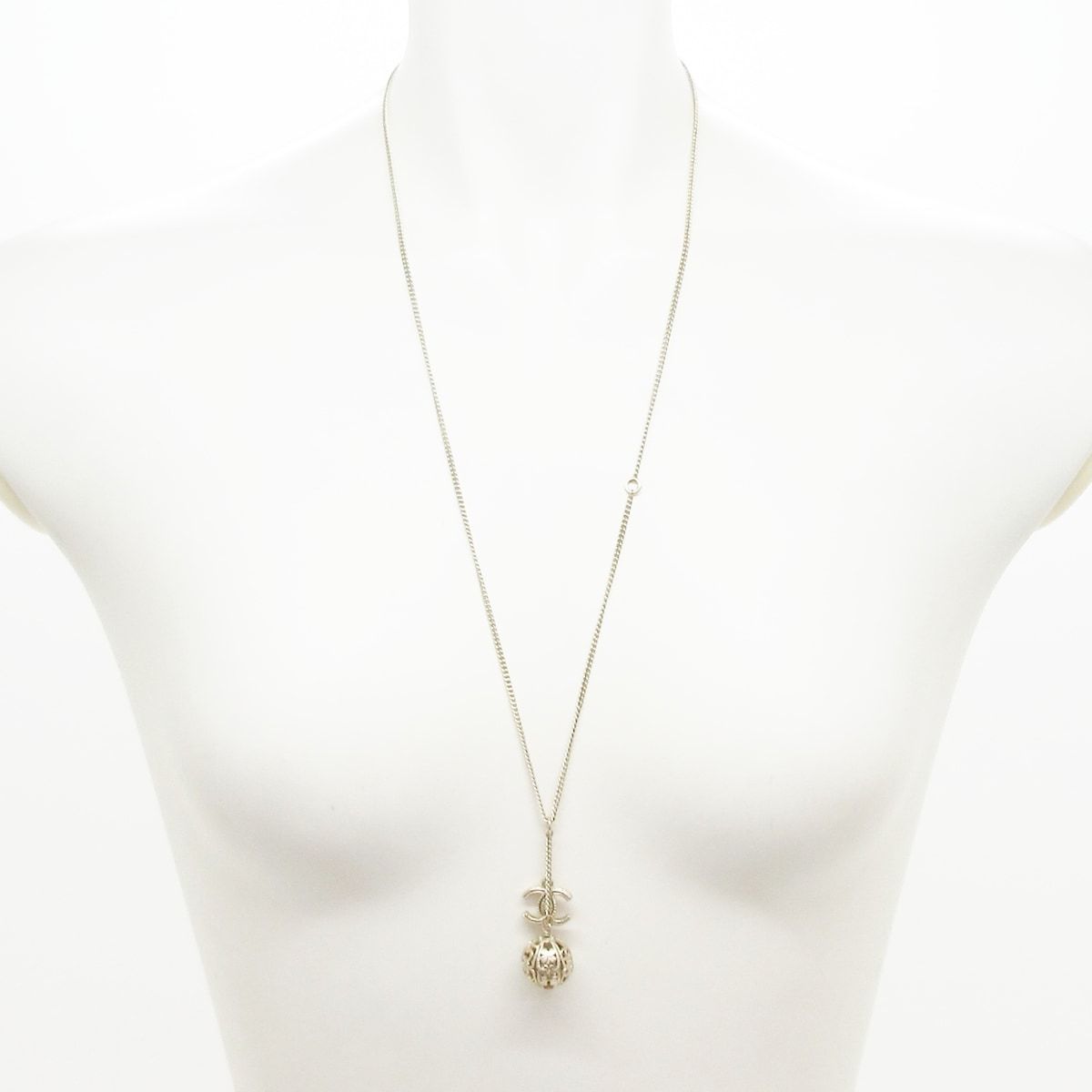 Chanel Necklace Champagne Gold CC Logo Ball — view 2