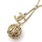 Chanel Necklace Champagne Gold CC Logo Ball — view 3