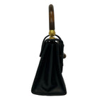 Fendi Handbag Black Dark Brown Pecan Wood Handle Leather — view 2