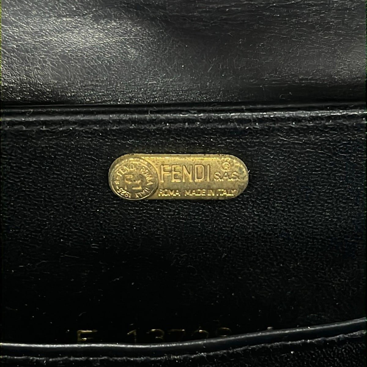 Fendi Handbag Black Dark Brown Pecan Wood Handle Leather — view 9